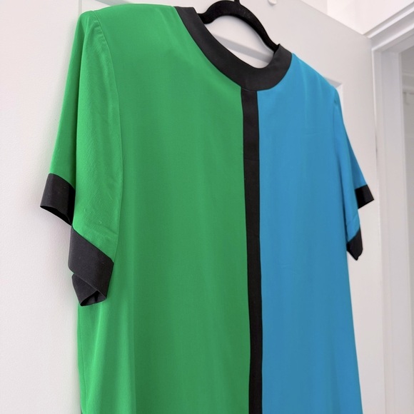 Vintage 1980s Argenti colour block silk midi dress - size Medium (M) - Picture 3 of 7